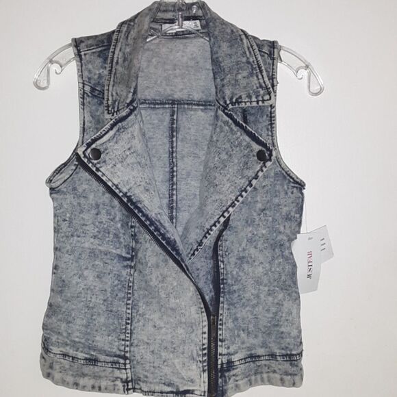 Jus Fab Acid Wash Jeans Vest - Picture 1 of 7